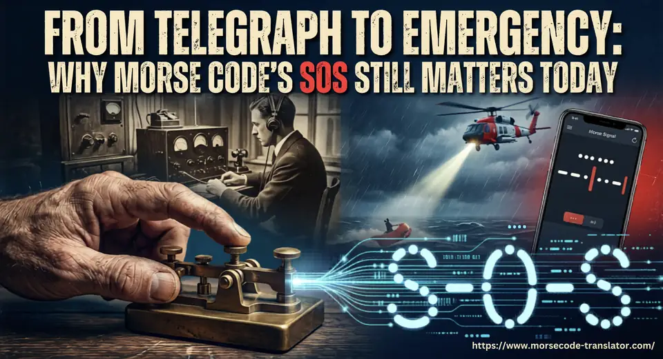 Historical telegraph operator sending a Morse code SOS distress signal